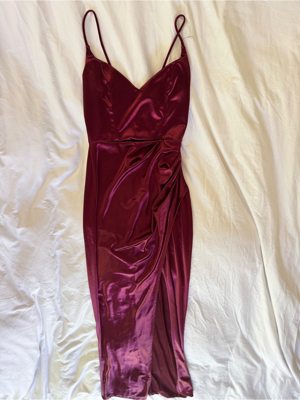 Altar'd State Wine Red Satin Cami Dress